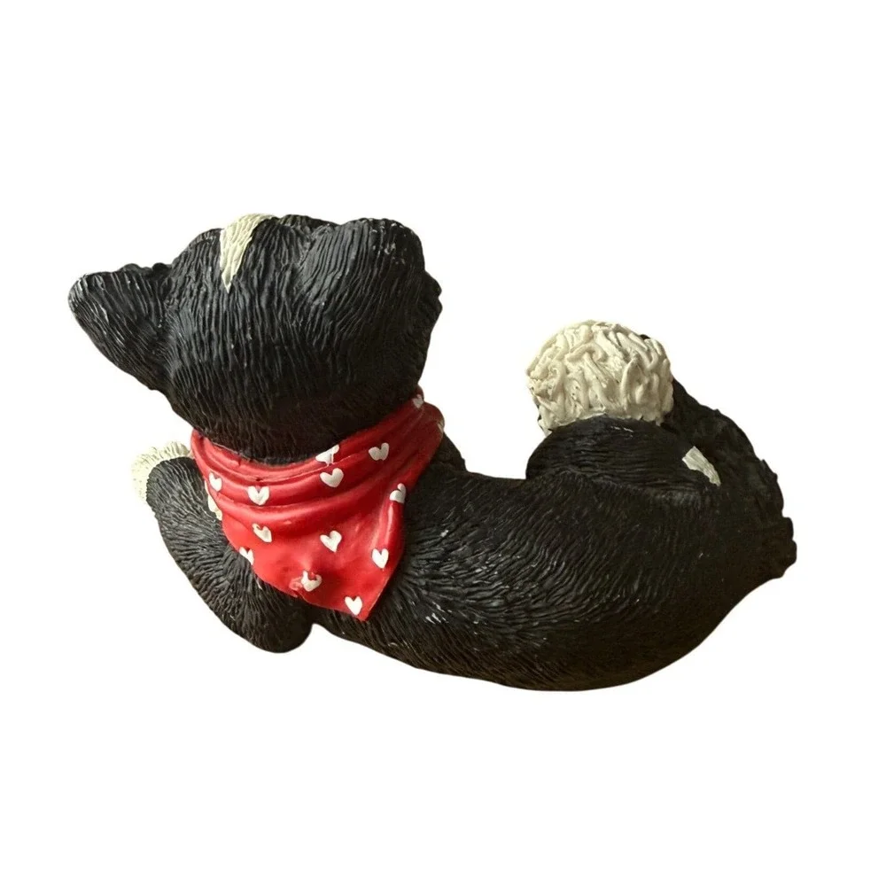 Vintage 1995 Kathy Wise Enesco Tuxedo Cat Figurine Red Heart Bandana Brass‎ Bell